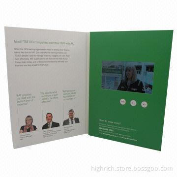 4.3-inch LCD Screen Video Brochure Greeting Card in A5 Size, Customized Designs Welcomed